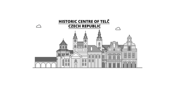 Чешская Республика Telc City Isolated Skyline Vector Illustration Travel Landmark — стоковый вектор