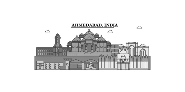 India Ahmedabad City Isolated Skyline Vector Illustration Travel Landmark — ストックベクタ