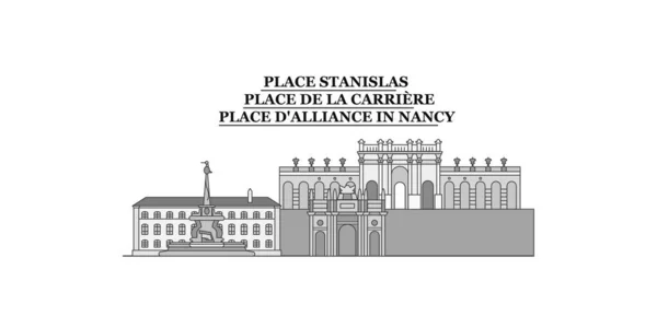 France Nancy City Isolated Skyline Vector Illustration Travel Landmark — Vettoriale Stock