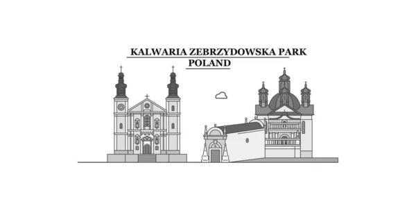 Poland Kalwaria Zebrzydowska City Isolated Skyline Vector Illustration Travel Landmark — Vetor de Stock