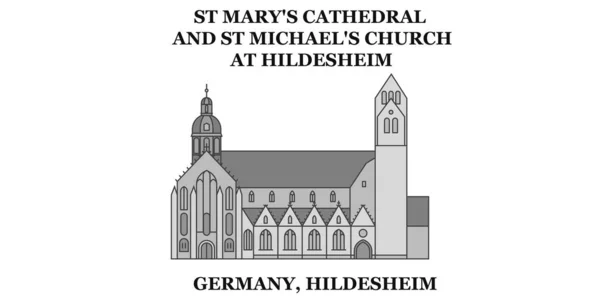 Germany Hildesheim City Isolated Skyline Vector Illustration Travel Landmark — Stok Vektör