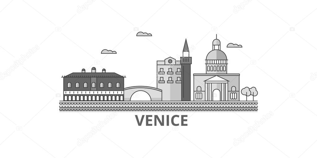 Italy, Venice City city isolated skyline vector illustration, travel landmark