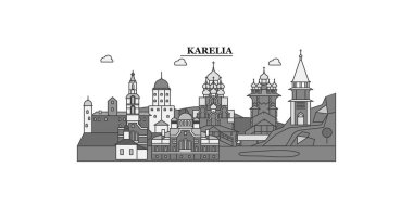 Russia, Karelia city isolated skyline vector illustration, travel landmark