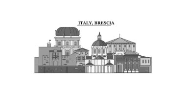 Italy, Brescia city isolated skyline vector illustration, travel landmark