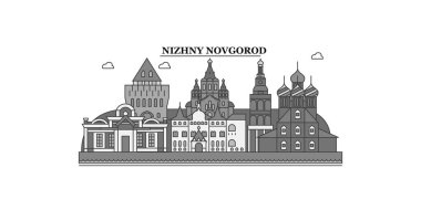 Russia, Nizhny Novgorod city isolated skyline vector illustration, travel landmark