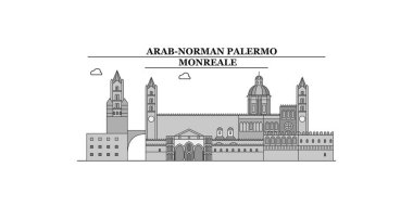 Italy, Monreale city isolated skyline vector illustration, travel landmark