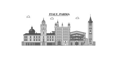 Italy, Parma city isolated skyline vector illustration, travel landmark