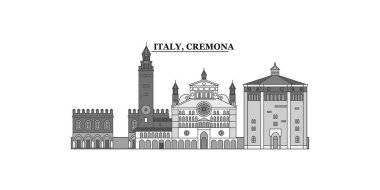 Italy, Cremona city isolated skyline vector illustration, travel landmark