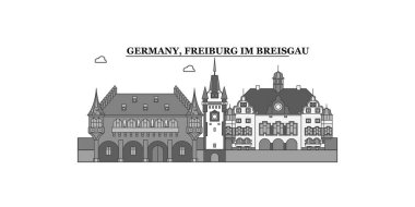 Germany, Freiburg Im Breisgau city isolated skyline vector illustration, travel landmark