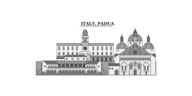 Italy, Padua city isolated skyline vector illustration, travel landmark