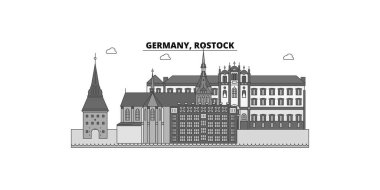 Germany, Rostock city isolated skyline vector illustration, travel landmark