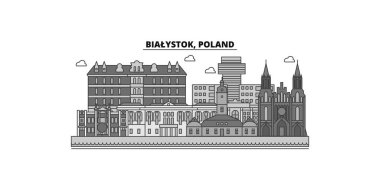 Poland, Bialystok city isolated skyline vector illustration, travel landmark