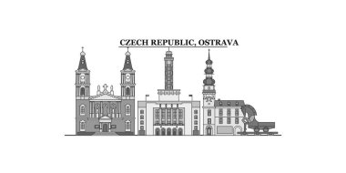Czech Republic, Ostrava city isolated skyline vector illustration, travel landmark