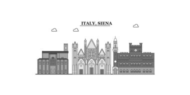 Italy, Siena city isolated skyline vector illustration, travel landmark