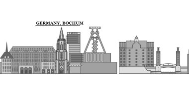 Germany, Bochum city isolated skyline vector illustration, travel landmark