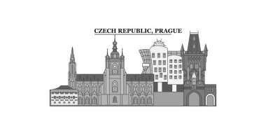 Czech Republic, Prague City city isolated skyline vector illustration, travel landmark