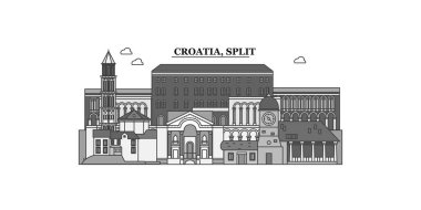Croatia, Split city isolated skyline vector illustration, travel landmark