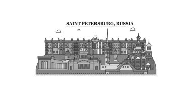 Russia, Saint Petersburg city isolated skyline vector illustration, travel landmark