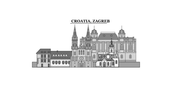 Croatia Zagreb City Isolated Skyline Vector Illustration Travel Landmark — Stok Vektör