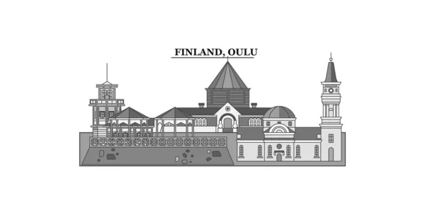 Finland Oulu City Isolated Skyline Vector Illustration Travel Landmark — Vector de stock