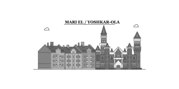 Russia Yoshkar Ola City Isolated Skyline Vector Illustration Travel Landmark — Vettoriale Stock