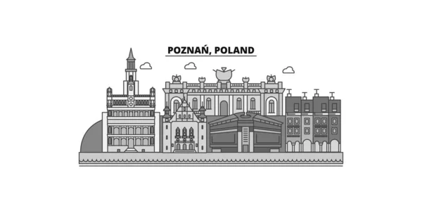 Πολωνία Πόζναν Πόλη Απομονωμένη Απεικόνιση Φορέα Ορίζοντα Ταξιδιωτικό Ορόσημο — Διανυσματικό Αρχείο