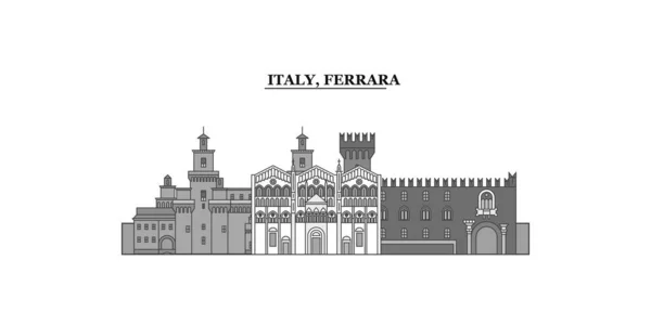 Italy Ferrara City Isolated Skyline Vector Illustration Travel Landmark — Vettoriale Stock