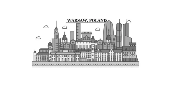 Poland Warsaw City Isolated Skyline Vector Illustration Travel Landmark — ストックベクタ