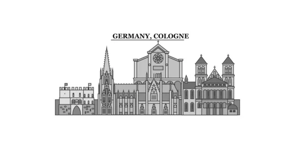Germany Cologne City Isolated Skyline Vector Illustration Travel Landmark — ストックベクタ