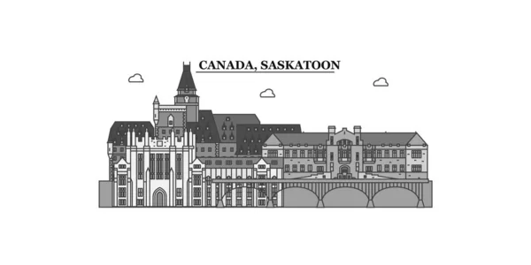 Canada Saskatoon City Isolated Skyline Vector Illustration Travel Landmark — Stock Vector