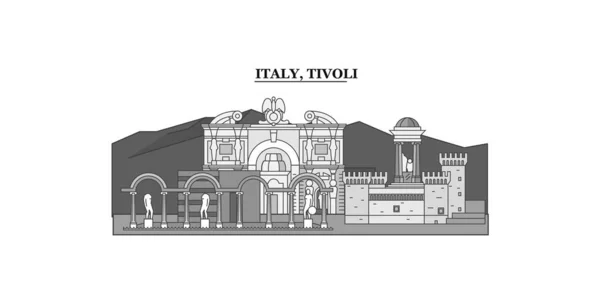 Италия Тиволи Город Изолированные Горизонты Векторные Иллюстрации Путешествия Ориентир — стоковый вектор