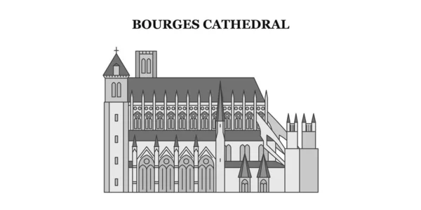 France Bourges Cathedral Landmark City Isolated Skyline Vector Illustration Travel — Vector de stock