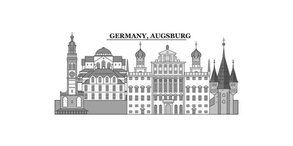 Germany Augsburg City Isolated Skyline Vector Illustration Travel Landmark — Vetor de Stock