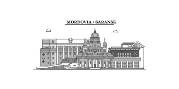 Ρωσία Saransk Πόλη Απομονωμένη Απεικόνιση Φορέα Ορίζοντα Ταξιδιωτικό Ορόσημο — Διανυσματικό Αρχείο