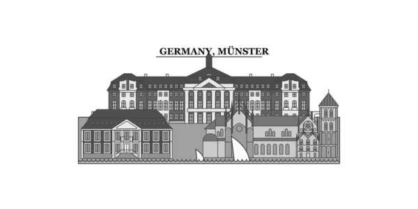 Germany Munster City Isolated Skyline Vector Illustration Travel Landmark — 스톡 벡터