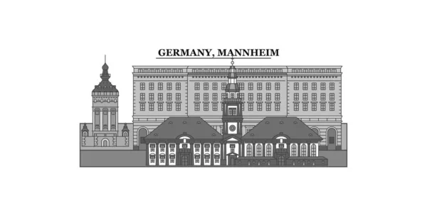 Germany Mannheim City Isolated Skyline Vector Illustration Travel Landmark — Stock vektor