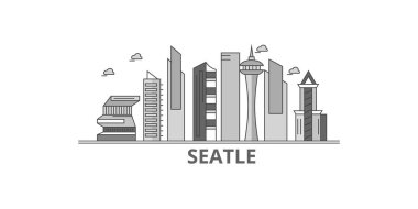 United States, Seattle City city isolated skyline vector illustration, travel landmark