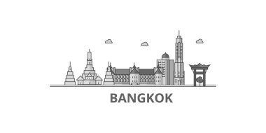 Thailand, Bangkok City city isolated skyline vector illustration, travel landmark