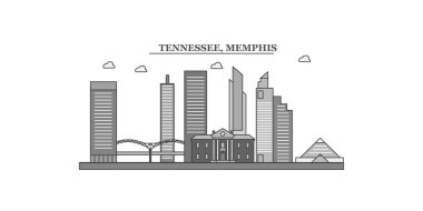 United States, Memphis city isolated skyline vector illustration, travel landmark