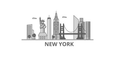 United States, New York city isolated skyline vector illustration, travel landmark