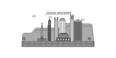 United States, Houston city isolated skyline vector illustration, travel landmark