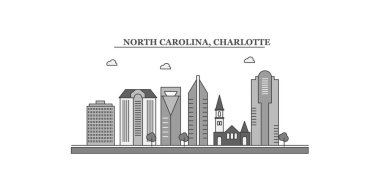 United States, Charlotte city isolated skyline vector illustration, travel landmark