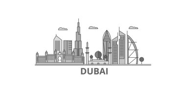 United Arab Emirates, Dubai City city isolated skyline vector illustration, travel landmark