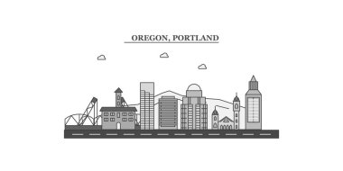 United States, Portland city isolated skyline vector illustration, travel landmark
