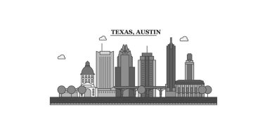 United States, Austin city isolated skyline vector illustration, travel landmark