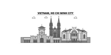 Vietnam, Ho Chi Minh City city isolated skyline vector illustration, travel landmark