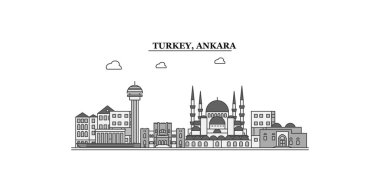 Turkey, Ankara city isolated skyline vector illustration, travel landmark