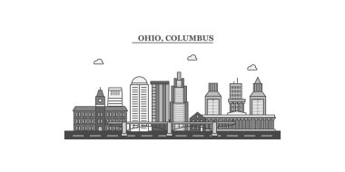 United States, Columbus city isolated skyline vector illustration, travel landmark