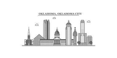 United States, Oklahoma City city isolated skyline vector illustration, travel landmark