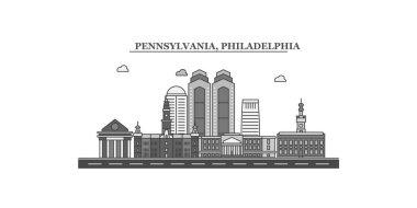 United States, Philadelphia city isolated skyline vector illustration, travel landmark